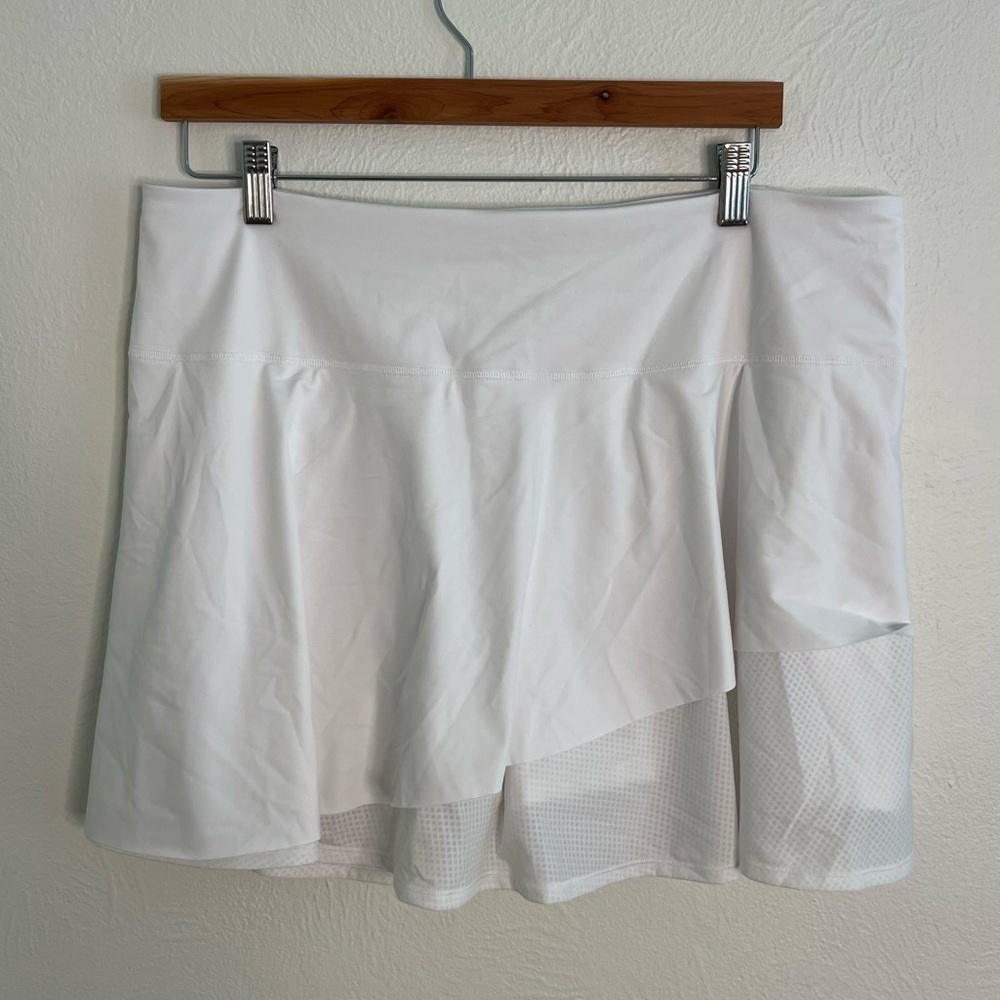 Athleta Ace Mesh Skort White Elastic Waist Tennis Skirt Pickleball Size XL